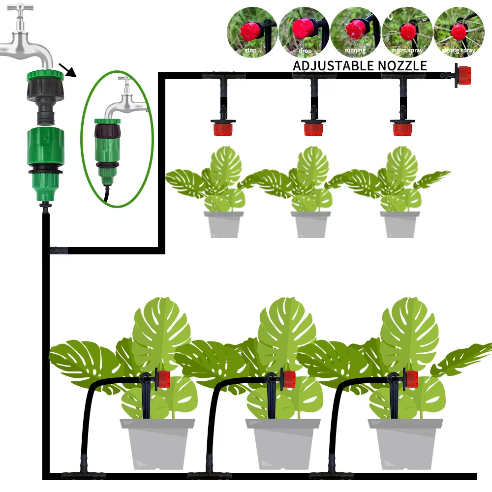 庭の点滴灌漑自動散水システムキット調整可能なノズルスプリンク - Plant Parent Kit のレビューと価格